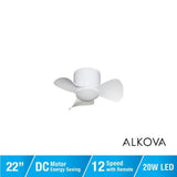Alpha Alkova MILI-3B/22 LED HG MATT WHITE Ceiling Fan 22" 3 Blades Matt White | TBM Online