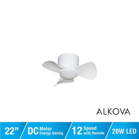 Alpha Alkova MILI-3B/22 LED HG MATT WHITE Ceiling Fan 22" 3 Blades Matt White | TBM Online