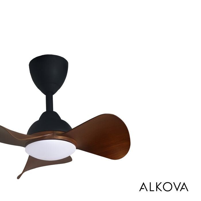 Alkova MILI 3B/22 LED WALNUT MATT BLACK Ceiling Fan 3 Blades 22 Inch Motor DC LED Walnut Matt Black | TBM Online