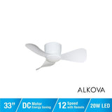 Alpha Alkova MILI-3B/33 LED HG MATT WHITE Ceiling Fan 33" 3 Blades Matt White | TBM Online