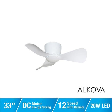 Alpha Alkova MILI-3B/33 LED HG MATT WHITE Ceiling Fan 33" 3 Blades Matt White | TBM Online
