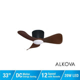 Alpha Alkova MILI-3B/33 LED HG WALNUT/MB Ceiling Fan 33" 3 Blades Walnut Matt Black | TBM Online