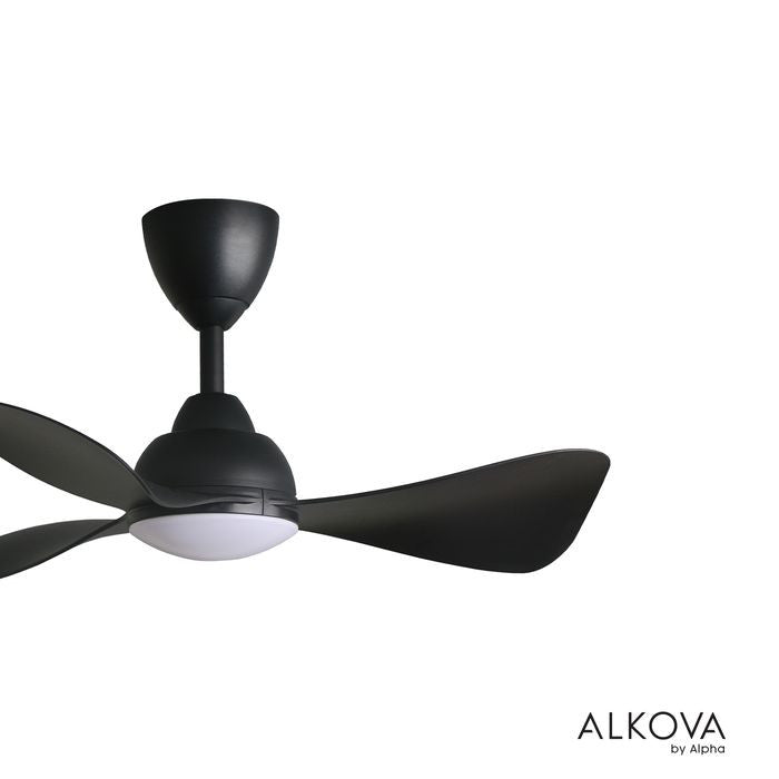 Alkova MILI 3B/33 LED MATT BLACK Ceiling Fan 3 Blades 33 Inch Motor DC LED Matt Black | TBM Online