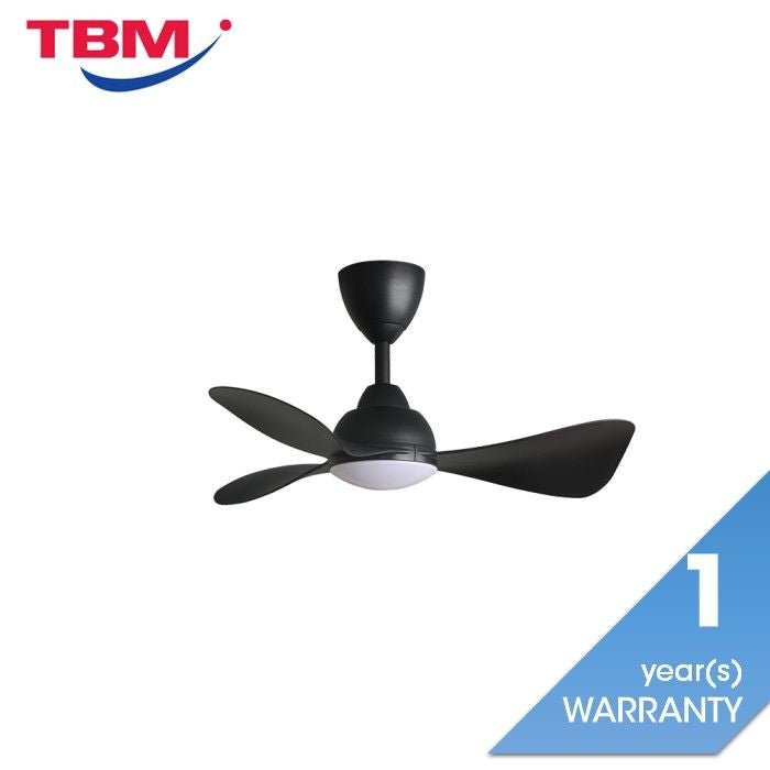 Alkova MILI 3B/33 LED MATT BLACK Ceiling Fan 3 Blades 33 Inch Motor DC LED Matt Black | TBM Online