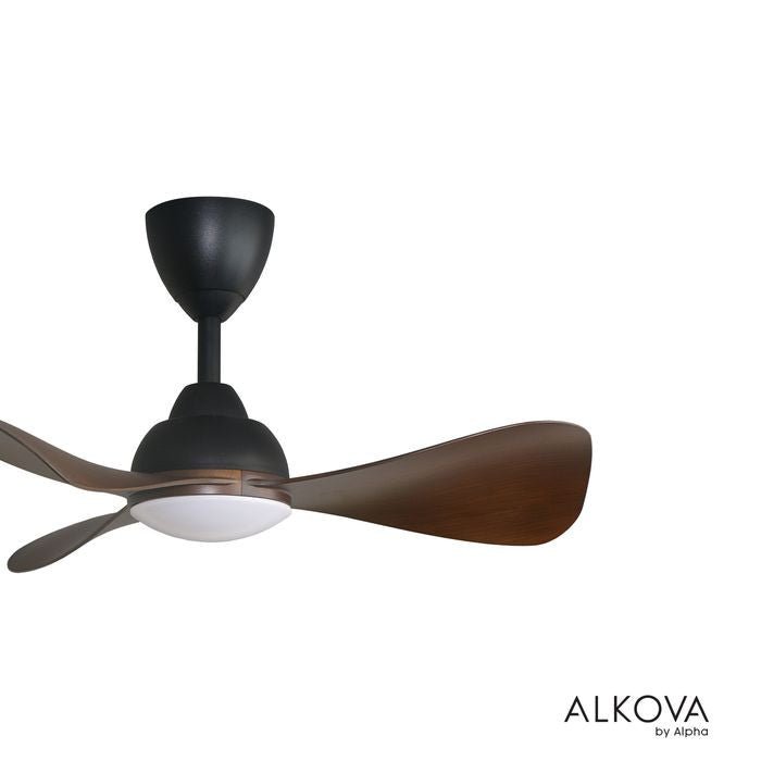 Alkova MILI 3B/33 LED WALNUT MATT BLACK Ceiling Fan 3 Blades 33 Inch Motor DC LED Walnut Matt Black | TBM Online