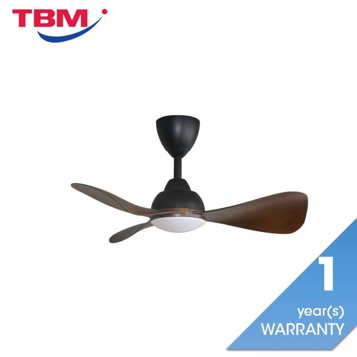 Alkova MILI 3B/33 LED WALNUT MATT BLACK Ceiling Fan 3 Blades 33 Inch Motor DC LED Walnut Matt Black | TBM Online