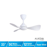 Alkova MILI 3B/33 MATT WHITE Ceiling Fan 3 Blades 33 Inch Motor DC Matt White | TBM Online