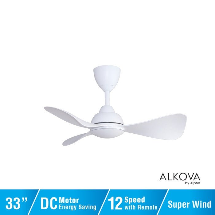 Alkova MILI 3B/33 MATT WHITE Ceiling Fan 3 Blades 33 Inch Motor DC Matt White | TBM Online