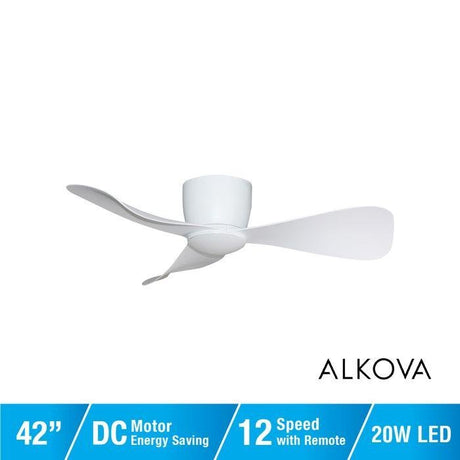 Alpha Alkova MILI-3B/42 LED HG MATT WHITE Ceiling Fan 42" 3 Blades Matt White | TBM Online