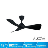 Alkova MILI 3B/42 MATT BLACK Ceiling Fan 3 Blades 42 Inch Motor DC Matt Black | TBM Online