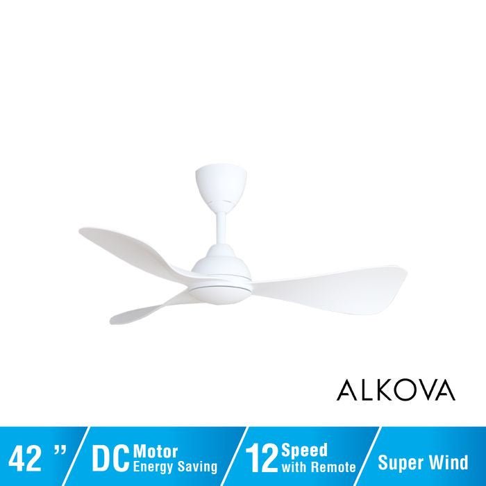 Alkova MILI 3B/42 MATT WHITE Ceiling Fan 3 Blades 42 Inch Motor DC Matt White | TBM Online