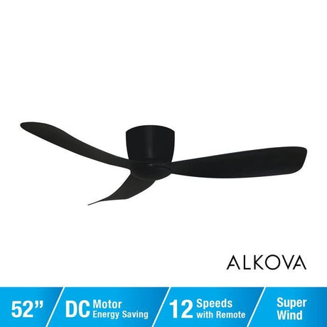 Alpha Alkova MILI-3B/52 LED HG MATT BLACK Ceiling Fan 52" 3 Blades Matt Black | TBM Online