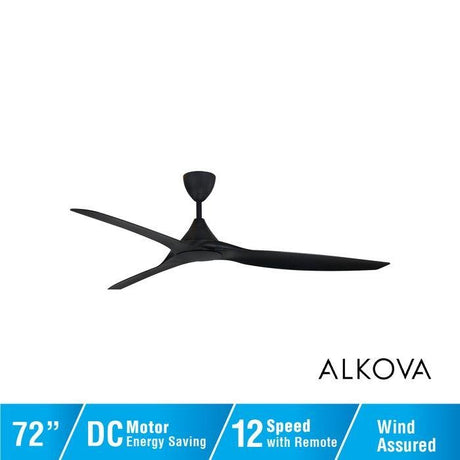 Alpha Alkova MONTI-3B/72 MATT BLACK Ceiling Fan 72" 3 Blades Matt Black | TBM Online