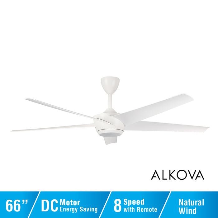 Alkova AMAZE - 5B/66 MATT WHITE 66" Ceiling Fan 5 Blades Matt White | TBM Online