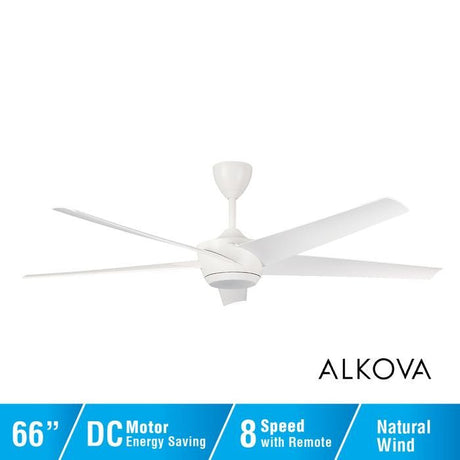 Alkova AMAZE - 5B/66 MATT WHITE 66" Ceiling Fan 5 Blades Matt White | TBM Online
