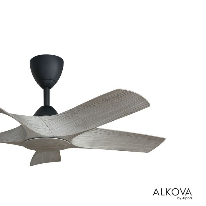 Alkova AXIS 5B/42 GREY WOOD/MB Ceiling Fan 42" 5 Blades Grey Wood Matt Black | TBM Online