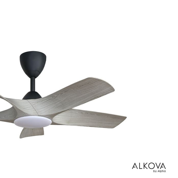 Alkova AXIS 5B/42 LED GREY WOOD/MB Ceiling Fan 42" 5 Blades LED Grey Wood Matt Black | TBM Online