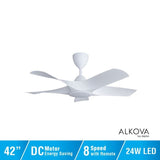 Alkova AXIS 5B/42 LED MATT WHITE LED Ceiling Fan 42" 5 Blades Matt White | TBM Online