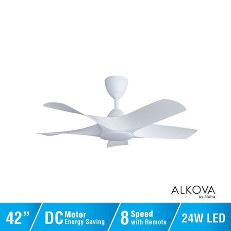 Alkova AXIS 5B/42 LED MATT WHITE LED Ceiling Fan 42" 5 Blades Matt White | TBM Online