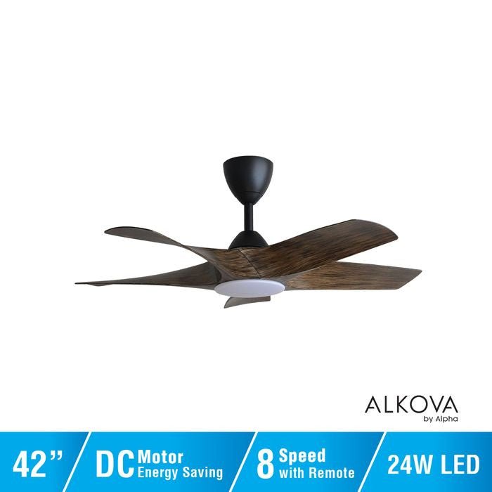 Alkova AXIS 5B/42 LED OAK LED Ceiling Fan 42" 5 Blades Oak | TBM Online