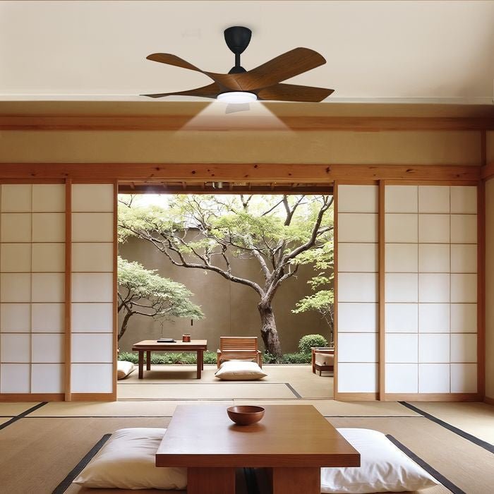 Alkova AXIS 5B/42 LED WALNUT/MB Ceiling Fan 42" 5 Blades LED Walnut Matt Black | TBM Online