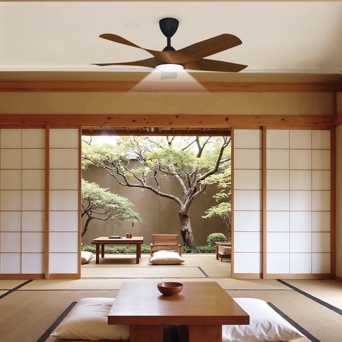 Alkova AXIS 5B/48 LED WALNUT/MB Ceiling Fan 48" 5 Blades LED Walnut Matt Black | TBM Online