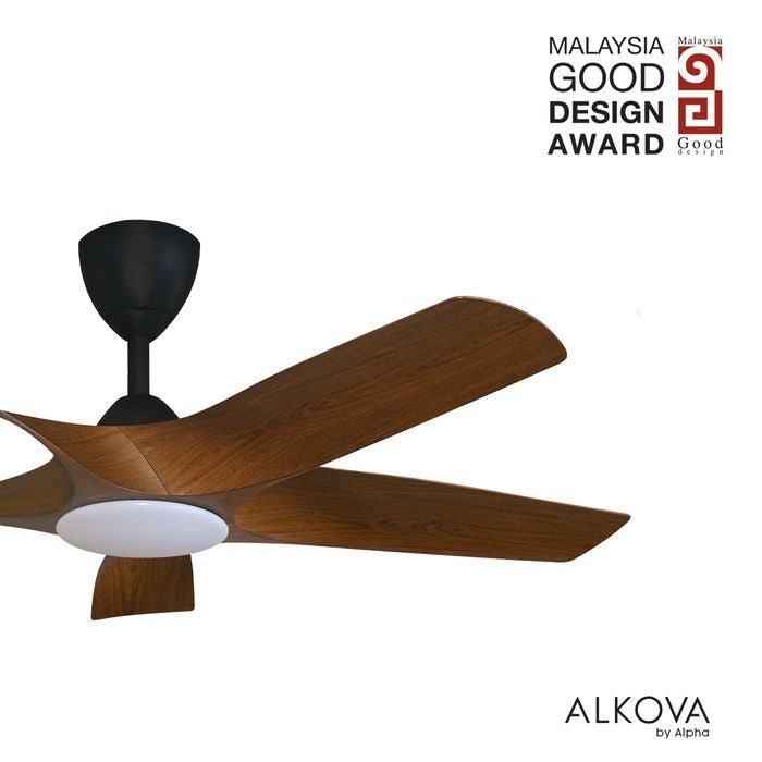 Alkova AXIS 5B/48 LED WALNUT/MB Ceiling Fan 48" 5 Blades LED Walnut Matt Black | TBM Online