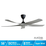 Alkova AXIS 5B/56 GREY WOOD MATT BLACK Ceiling Fan 56" 5 Blades Grey Wood Matt Black | TBM Online