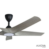 Alkova AXIS 5B/56 LED GREY WOOD/MB Ceiling Fan 56" 5 Blades LED Grey Wood Matt Black | TBM Online