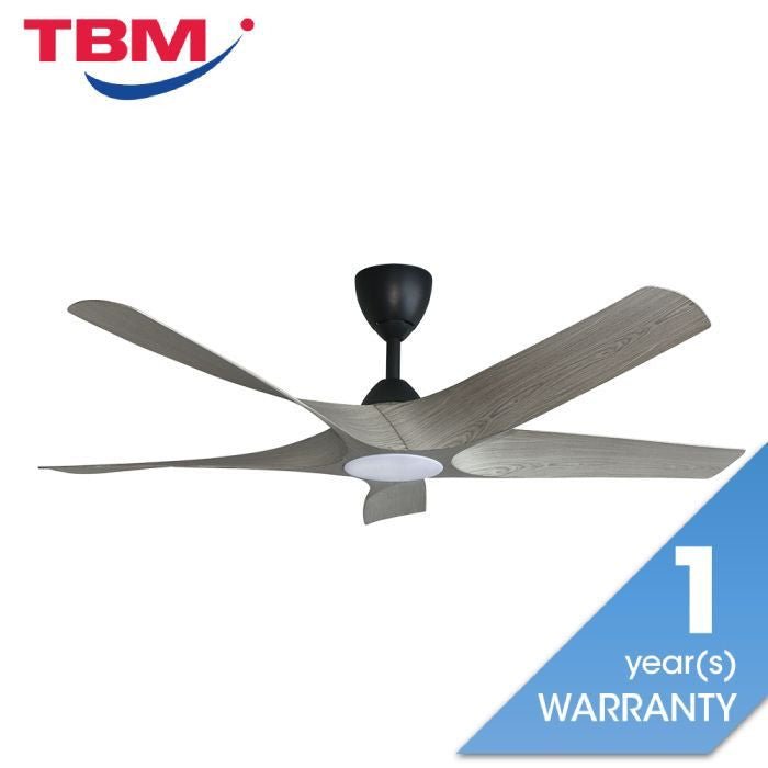 Alkova AXIS 5B/56 LED GREY WOOD/MB Ceiling Fan 56" 5 Blades LED Grey Wood Matt Black | TBM Online