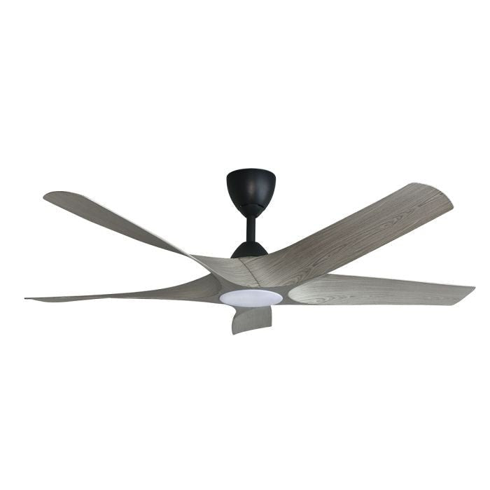 Alkova AXIS 5B/56 LED GREY WOOD/MB Ceiling Fan 56" 5 Blades LED Grey Wood Matt Black | TBM Online