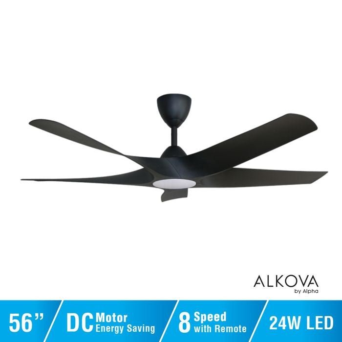 Alkova AXIS 5B/56 LED MATT BLACK Ceiling Fan 56" 5 Blades LED Matt Black | TBM Online