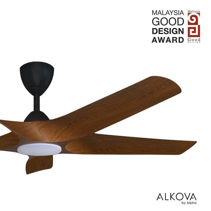 Alkova AXIS 5B/56 LED WALNUT/MB Ceiling Fan 56" 5 Blades LED Walnut Matt Black | TBM Online
