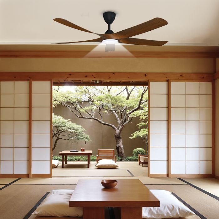 Alkova AXIS 5B/56 LED WALNUT/MB Ceiling Fan 56" 5 Blades LED Walnut Matt Black | TBM Online