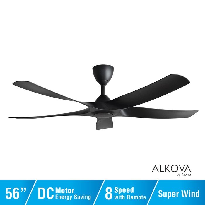 Alkova AXIS 5B/56 MATT BLACK Ceiling Fan 56" 5 Blades Matt Black | TBM Online