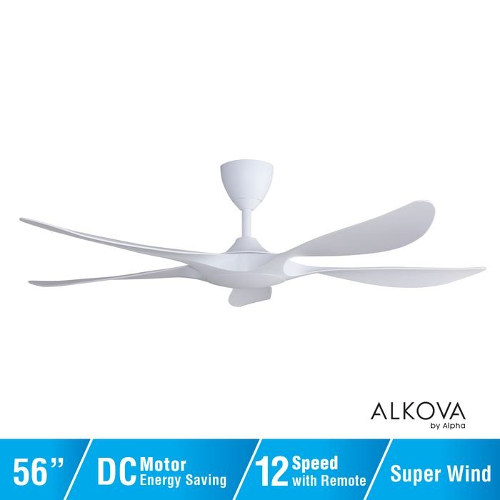 Alkova AXIS 5B/56 MATT WHITE Ceiling Fan 56" 5 Blades Matt White | TBM Online