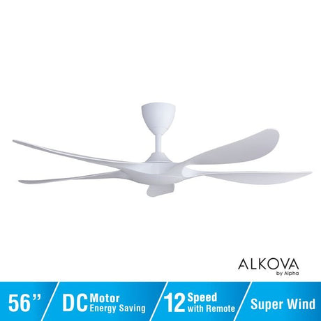Alkova AXIS 5B/56 MATT WHITE Ceiling Fan 56" 5 Blades Matt White | TBM Online