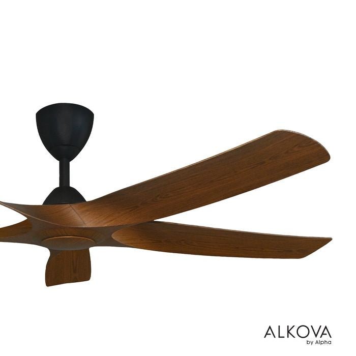 Alkova AXIS 5B/56 OAK/MB Ceiling Fan 56" 5 Blades Oak Matt Black | TBM Online