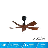 Alkova ESTELL 5B/38 DARK KOA 38" Ceiling Fan 5 Blades Dark Koa | TBM Online