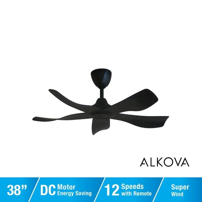 Alkova ESTELL 5B/38 MATT BLACK 38" Ceiling Fan 5 Blades Matt Black | TBM Online