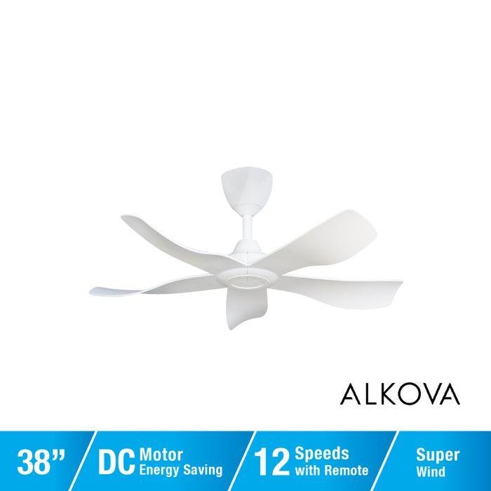Alkova ESTELL 5B/38 MATT WHITE 38" Ceiling Fan 5 Blades Matt White | TBM Online
