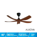 Alkova ESTELL 5B/46 DARK KOA 46" Ceiling Fan 5 Blades Dark Koa | TBM Online
