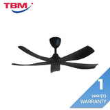 Alkova ESTELL 5B/46 MATT BLACK 46" Ceiling Fan 5 Blades Matt Black | TBM Online