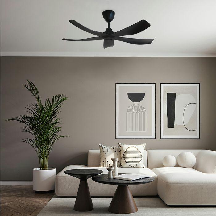 Alkova ESTELL 5B/46 MATT BLACK 46" Ceiling Fan 5 Blades Matt Black | TBM Online
