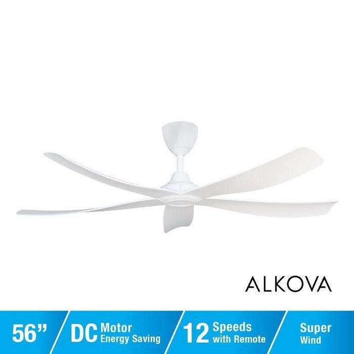 Alkova ESTELL 5B/56 MATT WHITE 56" Ceiling Fan 5 Blades Matt White | TBM Online