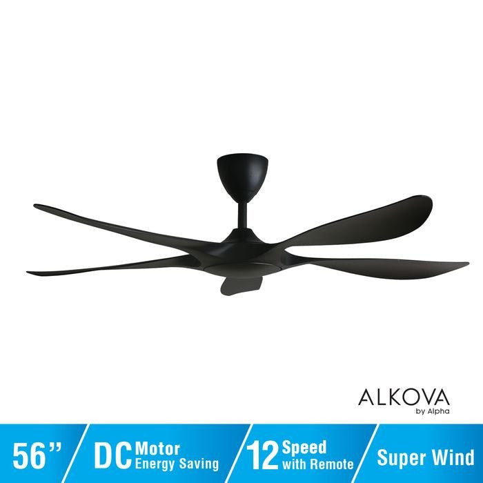 Alkova EXCEL V2 5B/56 MATT BLACK Ceiling Fan 56" 5 Blades Matt Black | TBM Online