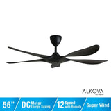 Alkova EXCEL V2 5B/56 MATT BLACK Ceiling Fan 56" 5 Blades Matt Black | TBM Online