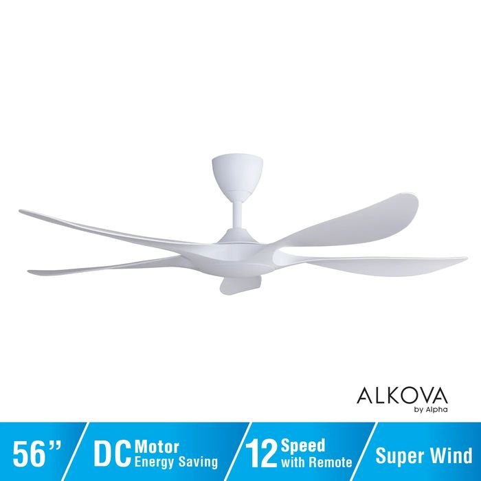 Alkova EXCEL V2-5B/56 MATT WHITE Ceiling Fan 56" 5 Blades Matt White | TBM Online