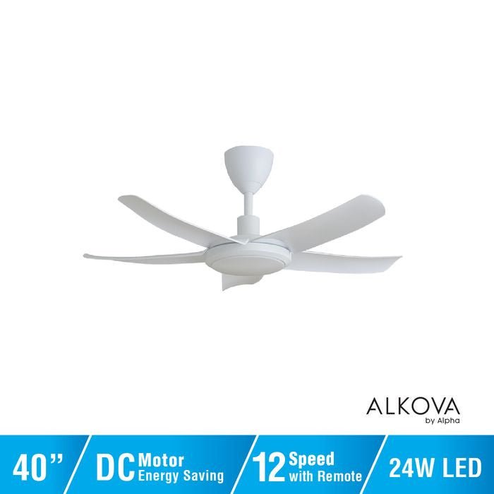 Alkova PAZION G2 5B/40 LED MATT WHITE Ceiling Fan 5 Blades 40 Inch LED Matt White | TBM Online