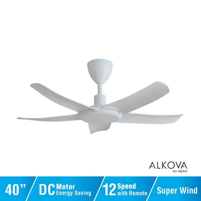 Alkova PAZION G2 5B/40 MATT WHITE Ceiling Fan 5 Blades 40 Inch Matt White | TBM Online